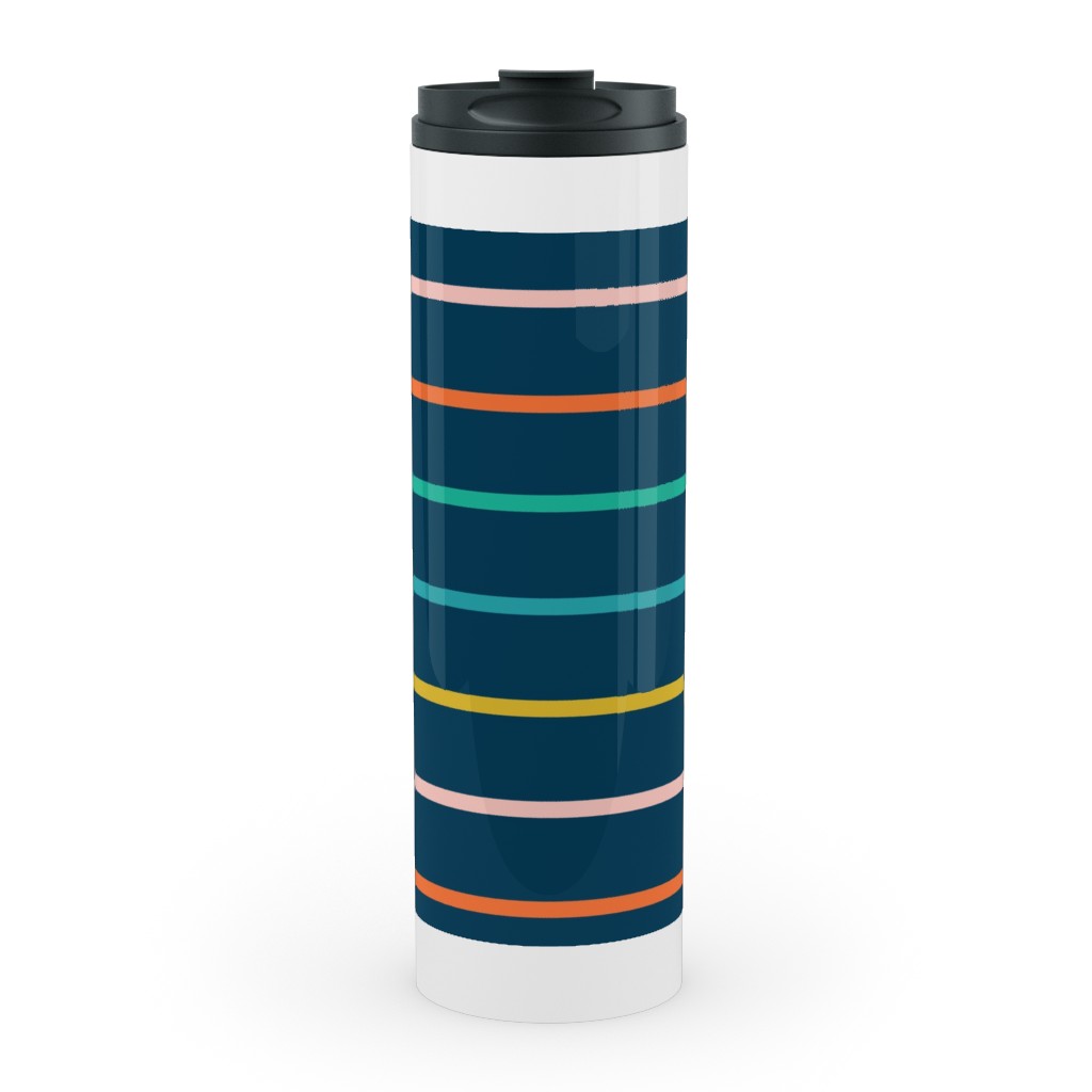 Summer Stripe - Dark Stainless Mug, White, , 20oz, Multicolor