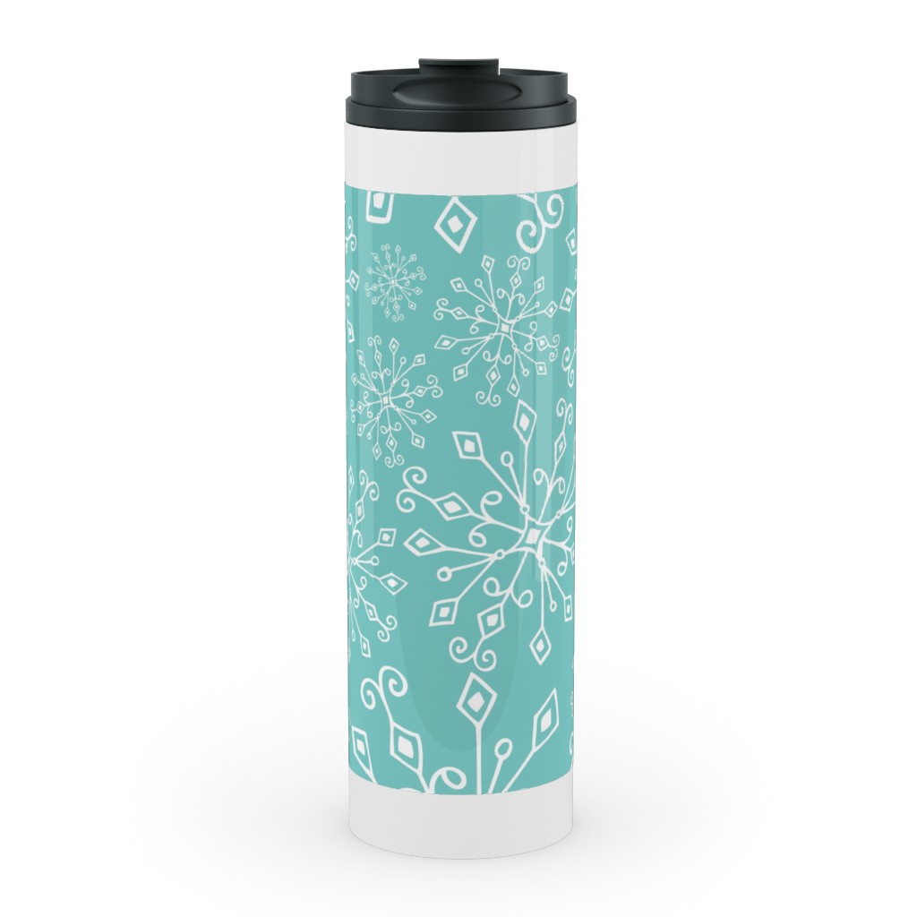 Frost Snowflakes Stainless Mug, White, , 20oz, Blue, Catalina