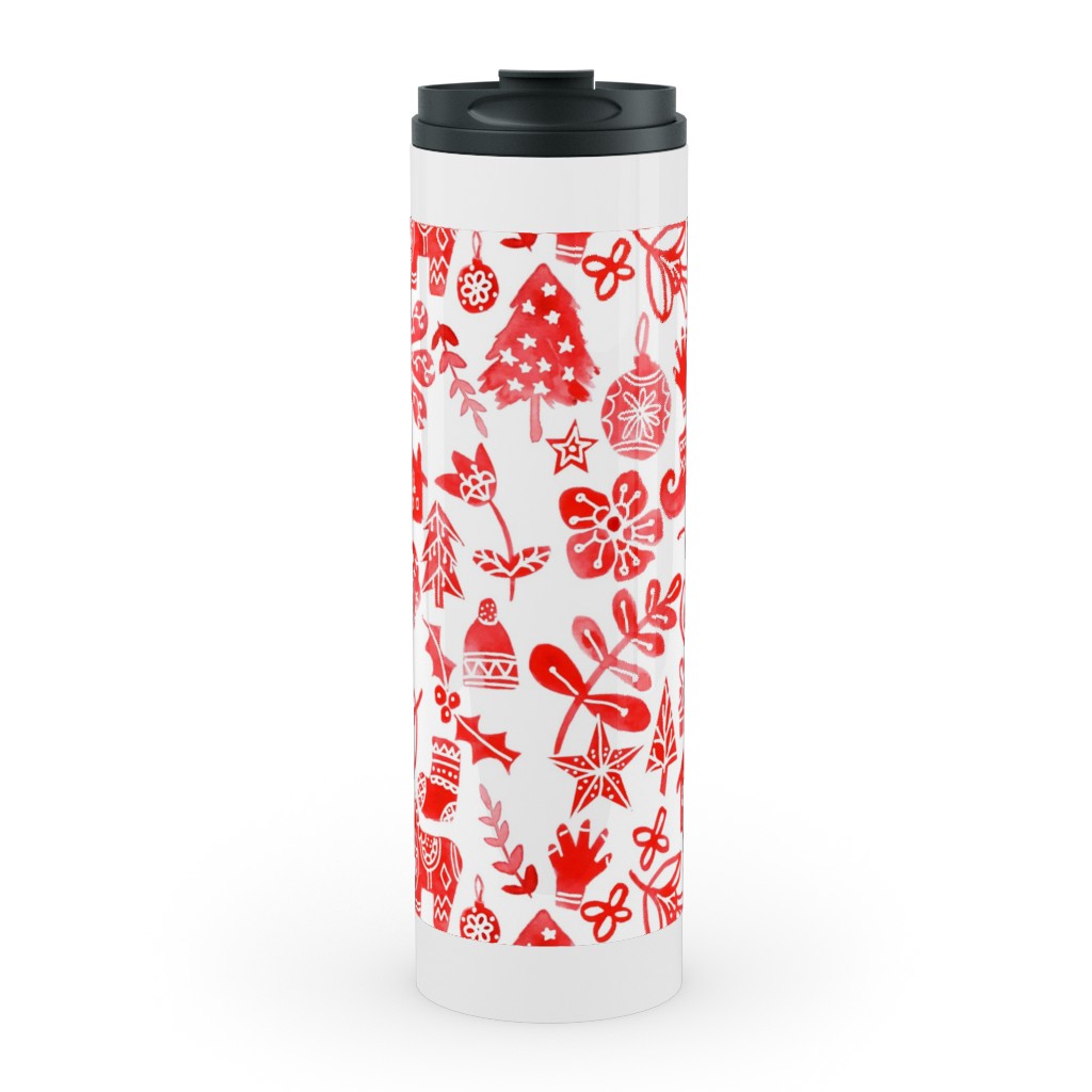 Red Christmas Stainless Mug, White,  , 20oz, Red