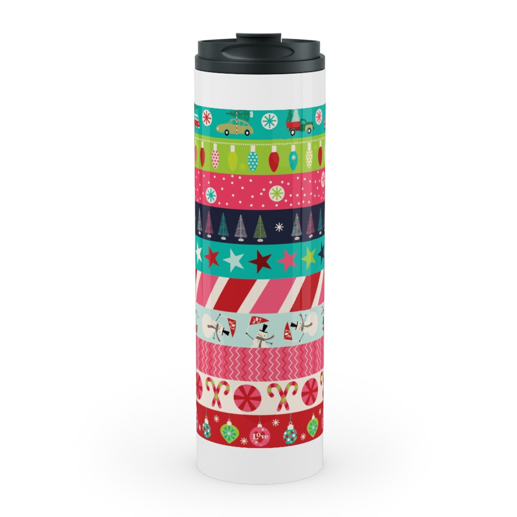 Washi Christmas Stainless Mug, White,  , 20oz, Multicolor