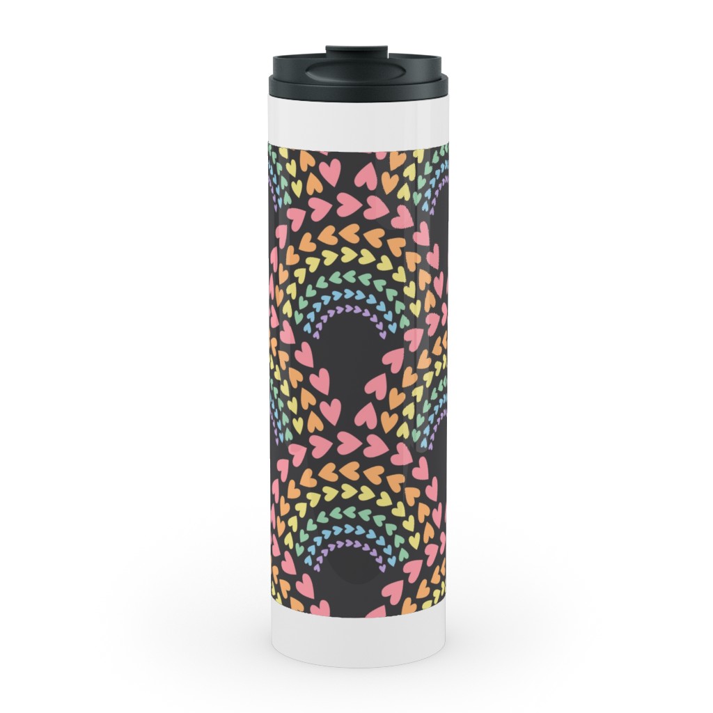Rainbow Love Stainless Mug, White, , 20oz, Multicolor, Dark Gray
