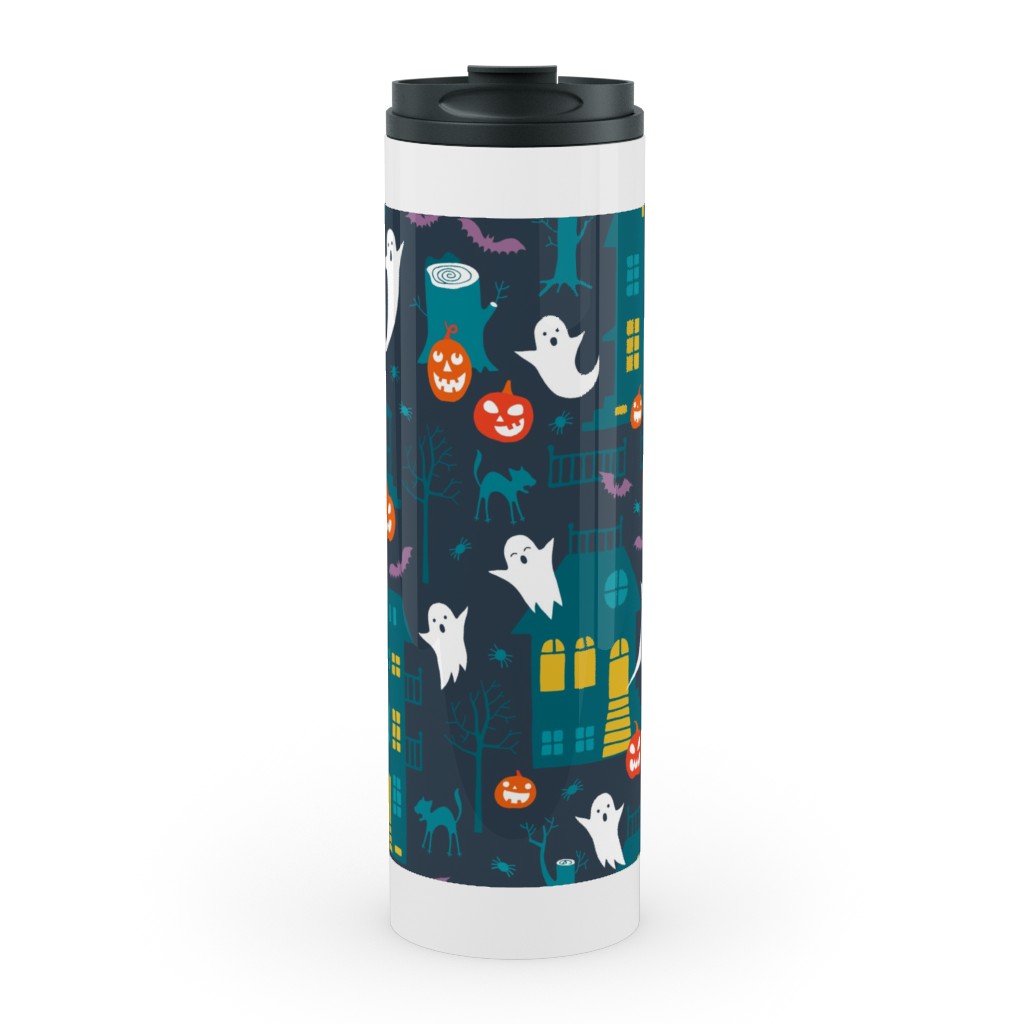 Haunted Halloween Houses - Multi Stainless Mug, White,  , 20oz, Multicolor