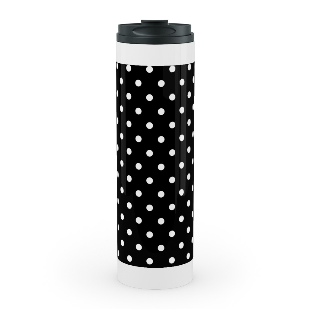 Dotty - White on Black Stainless Mug, White,  , 20oz, Black