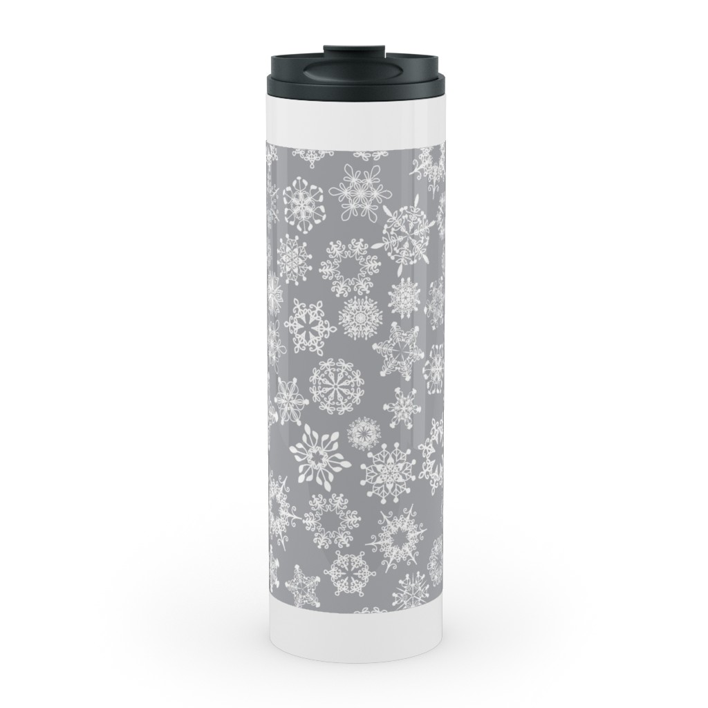 Snowflake Silver Stainless Mug, White, , 20oz, Gray, Gray
