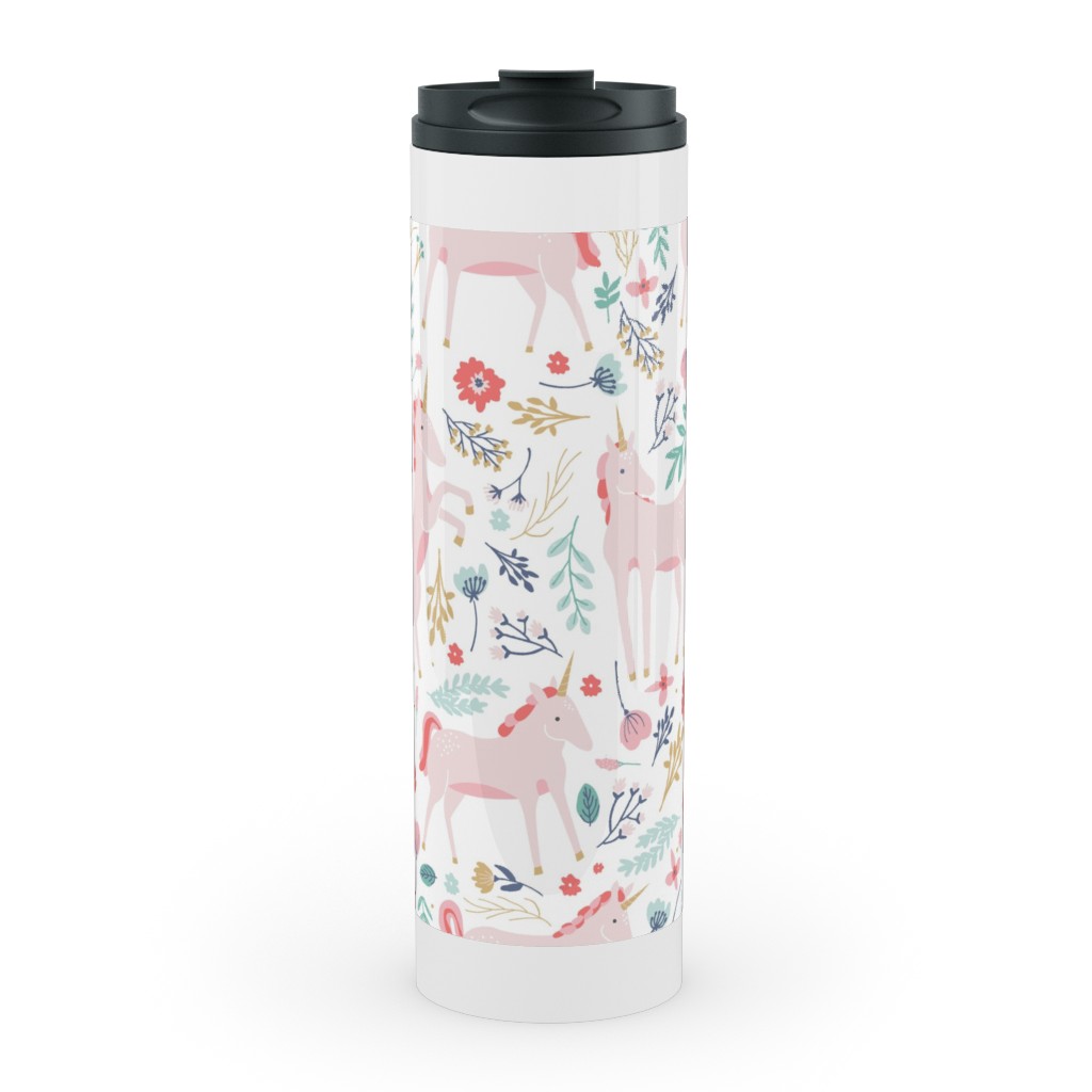 Unicorn Fields Stainless Mug, White, , 20oz, Pink, Pearl