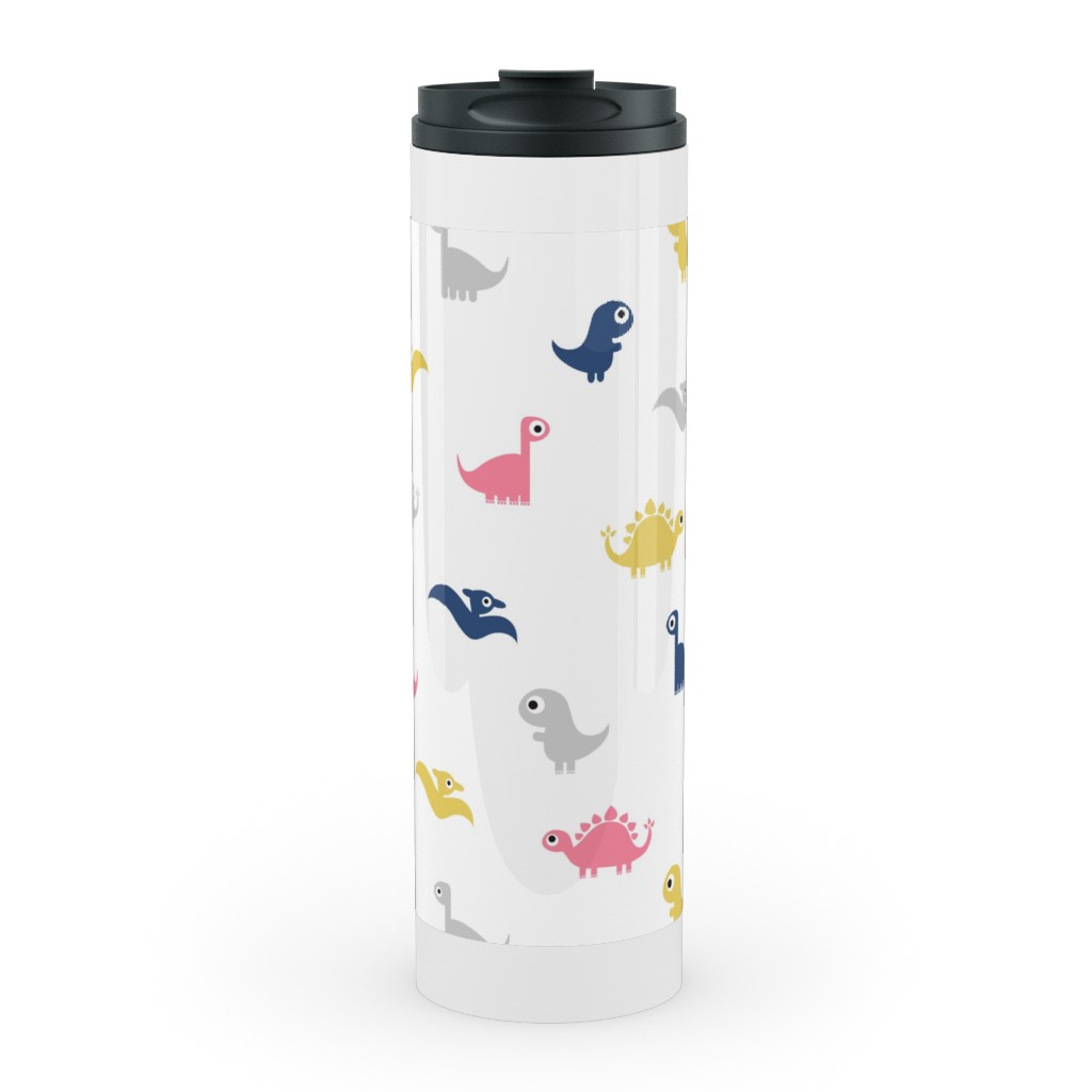 Dino Print - Multi Stainless Mug, White, , 20oz, Multicolor