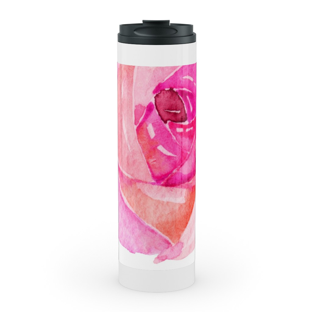 Spring Peonies, Roses, and Poppies - Pink Stainless Mug, White, , 20oz, Pink, Bright Pink