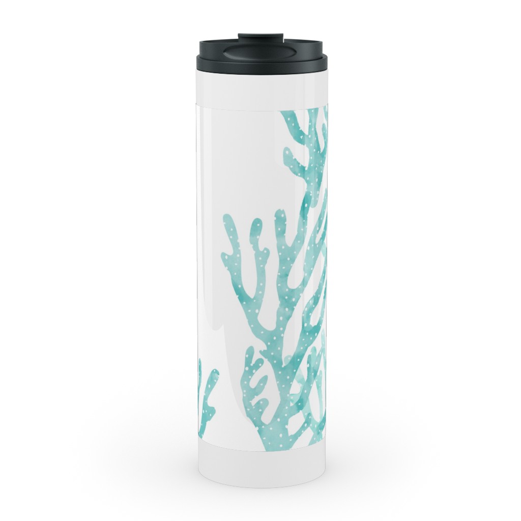 Coral Mermaid Stainless Mug, White,  , 20oz, Blue