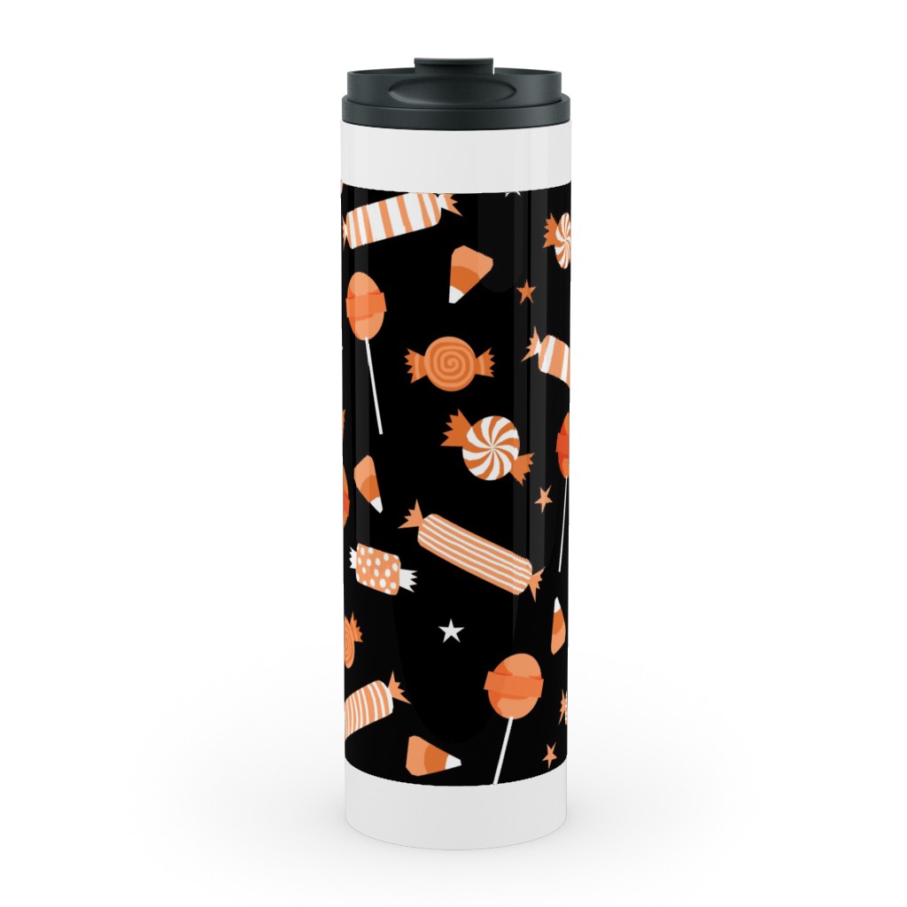 Halloween Candy - Orange and Black Stainless Mug, White, , 20oz, Black, Black