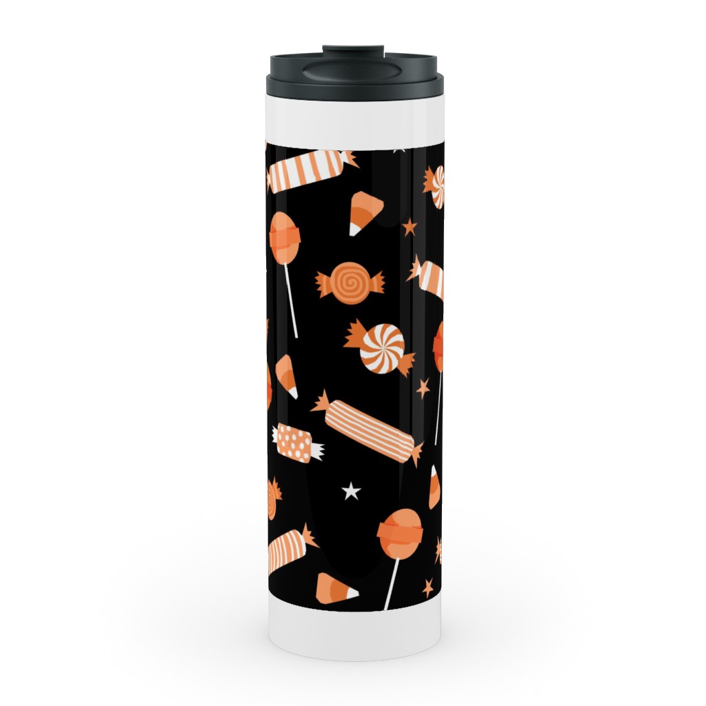 Halloween Candy - Orange and Black Stainless Mug, White,  , 20oz, Black