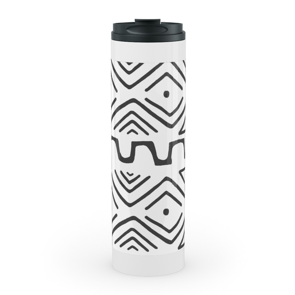 Mud Cloth - White Stainless Mug, White,  , 20oz, White