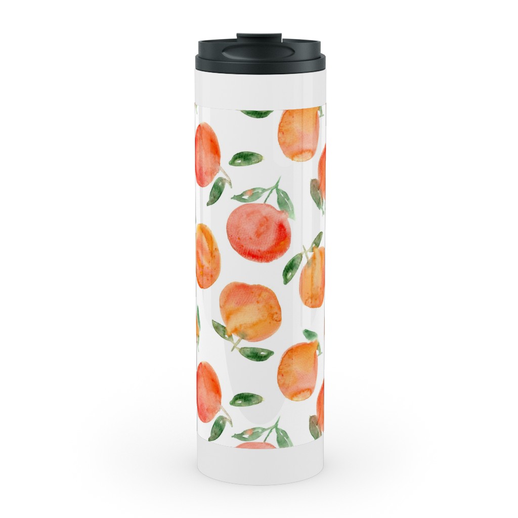Watercolor Oranges - Orange Stainless Mug, White,  , 20oz, Orange