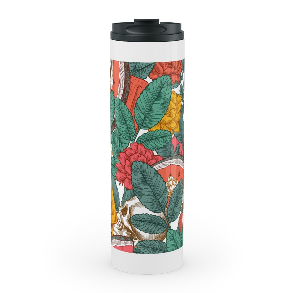 Summer Skull - Multi Stainless Mug, White,  , 20oz, Green