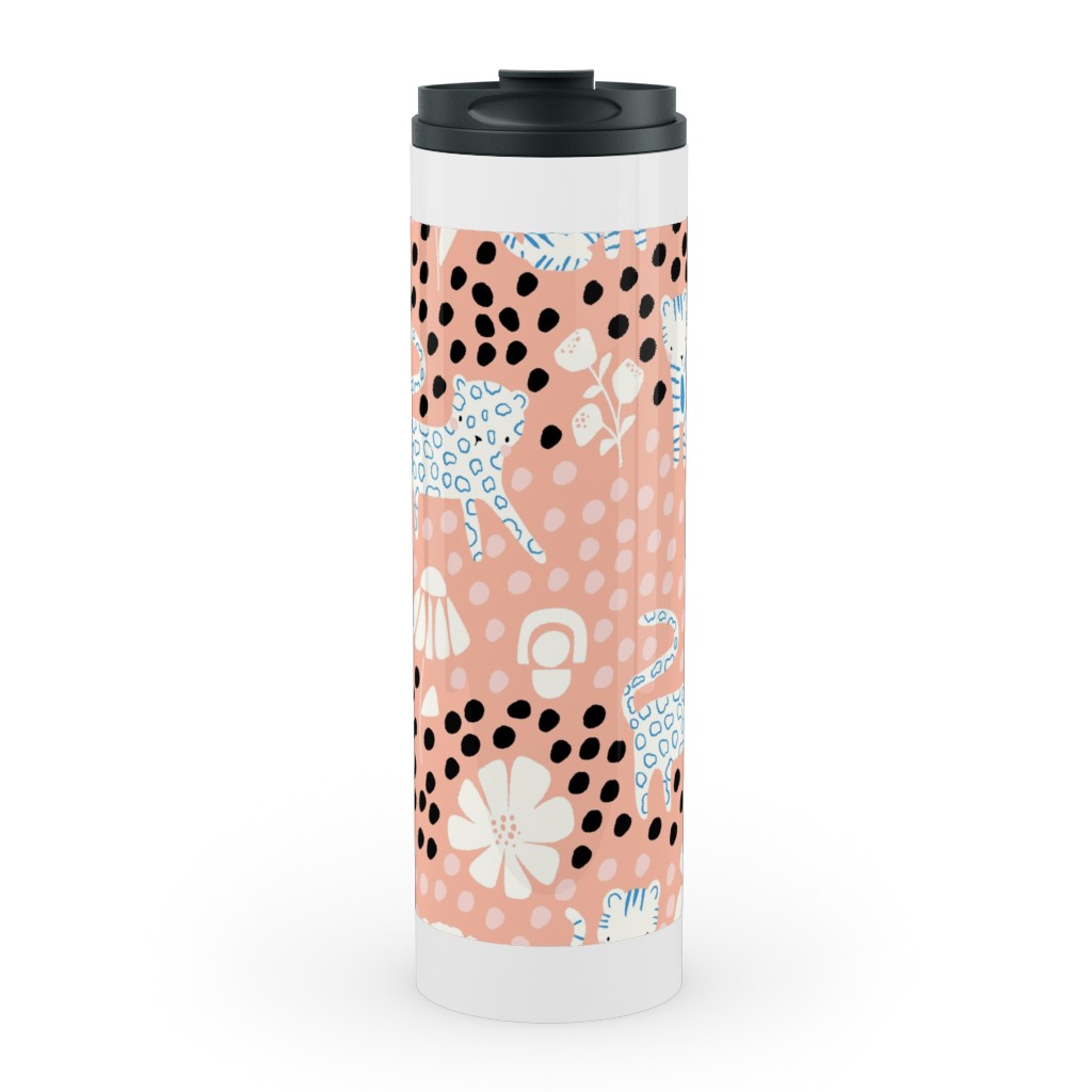 Jungle Cats - Pink Stainless Mug, White, , 20oz, Pink, Bright Pink