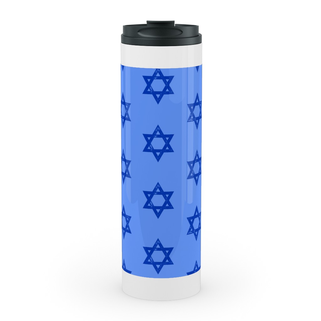 Star of David - Blue Stainless Mug, White,  , 20oz, Blue