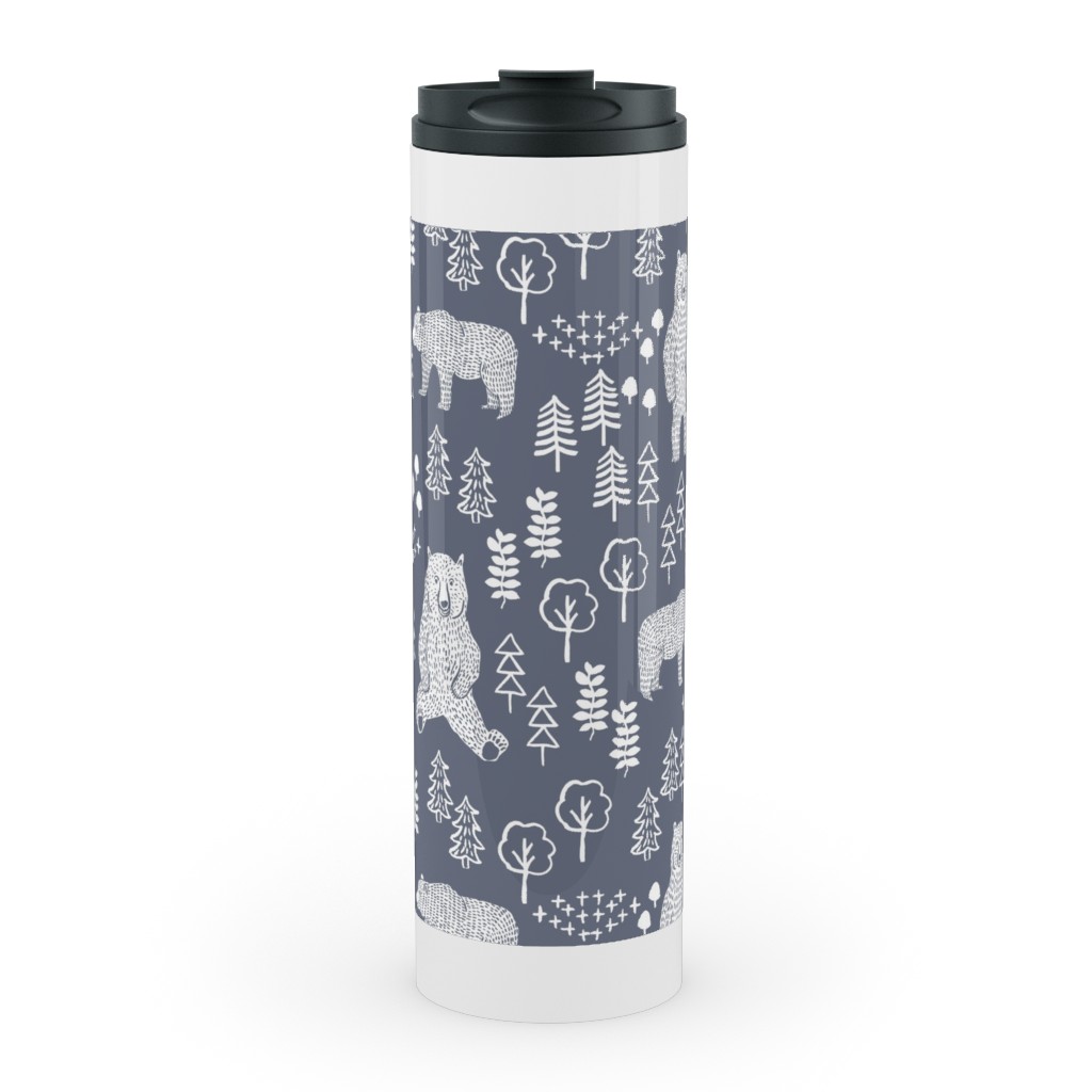 Woodland Bear Stainless Mug, White, , 20oz, Gray, Gray