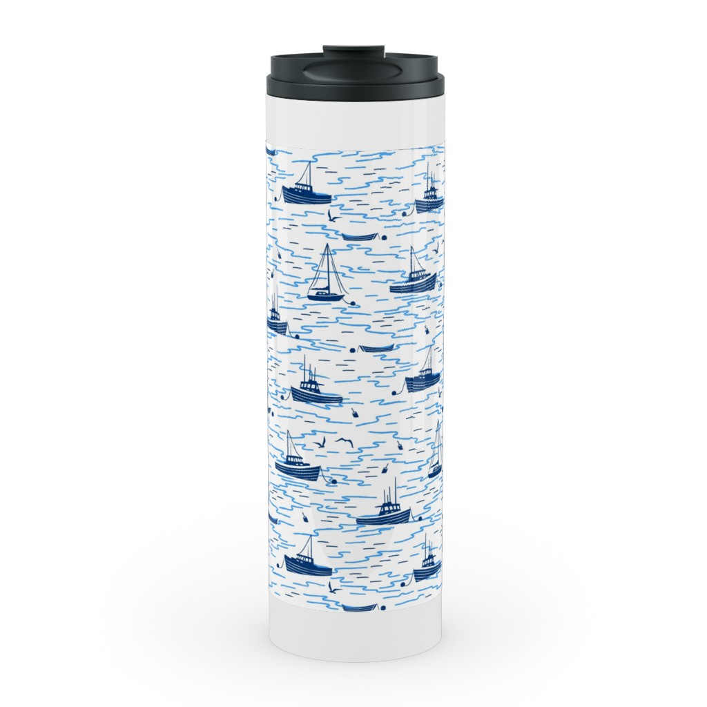Harbor Boats - White Stainless Mug, White, , 20oz, Blue, True Blue