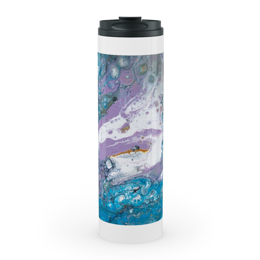 Flow Painting - Blue Stainless Mug, White,  , 20oz, Blue