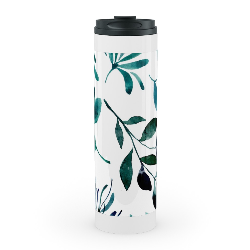 Leaves Nature Botanical Prints Stainless Mug, White, , 20oz, Green, Tidal Wave