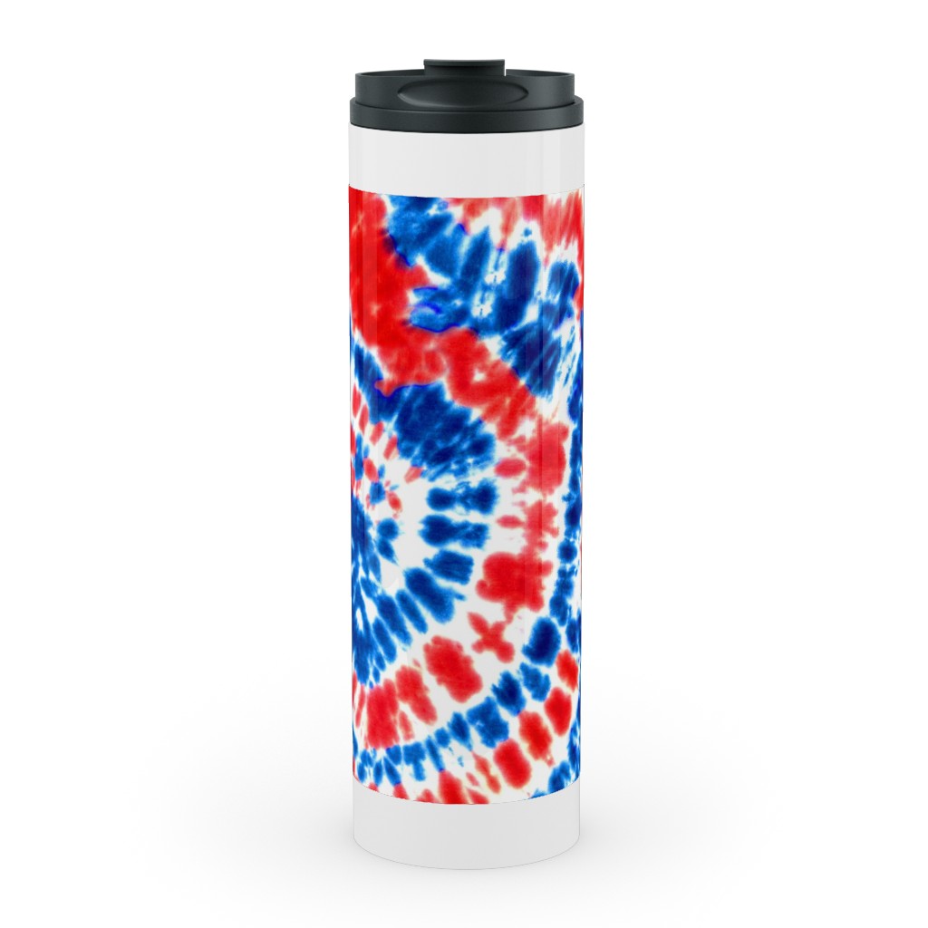 Tie Dye - Blue, Red and White Stainless Mug, White,  , 20oz, Multicolor