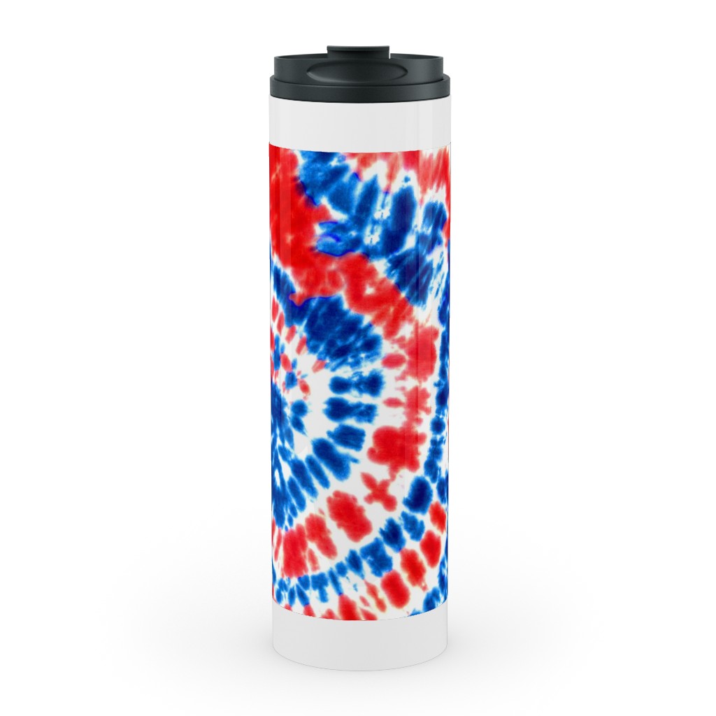 Tie Dye - Blue, Red and White Stainless Mug, White, , 20oz, Multicolor