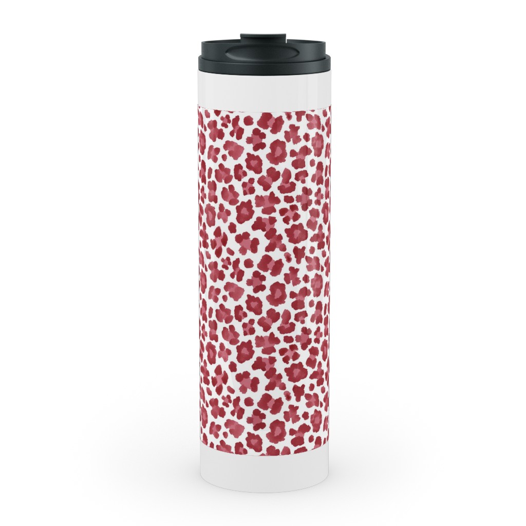 Leopard Pattern Print Stainless Mug, White, , 20oz, Red, Scarlet