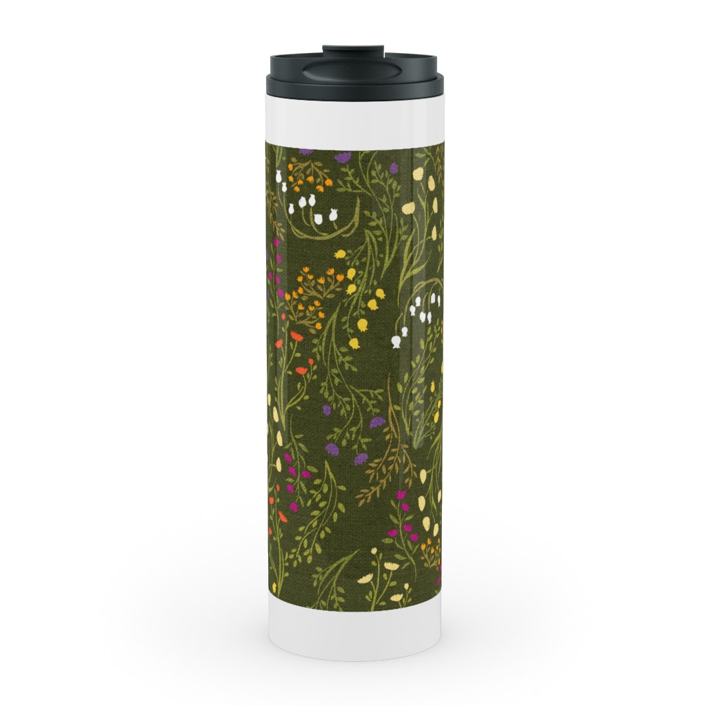 Summer Meadow Stainless Mug, White, , 20oz, Green, Leaf