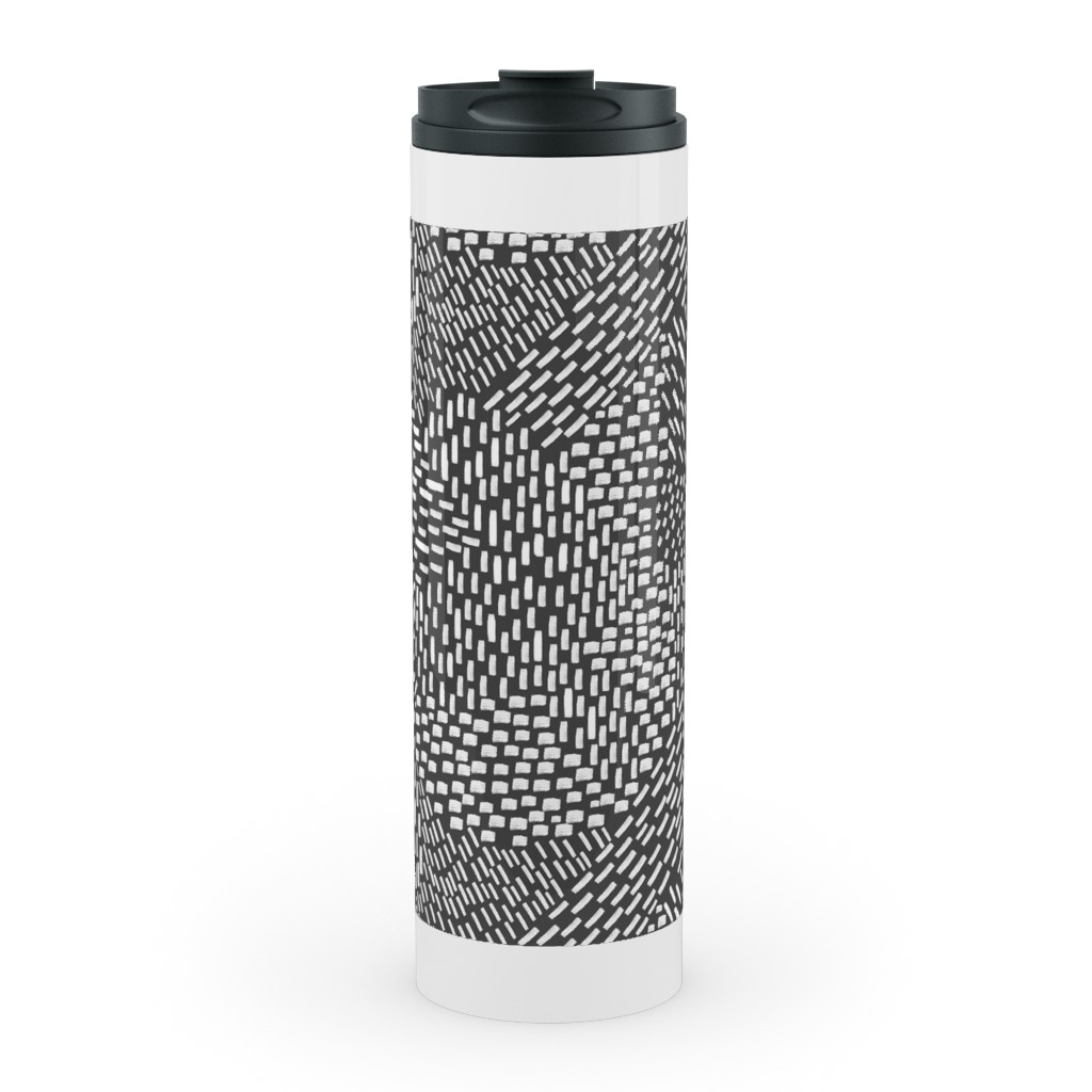 Abstract Brushstrokes Stainless Mug, White, , 20oz, Black, Gray
