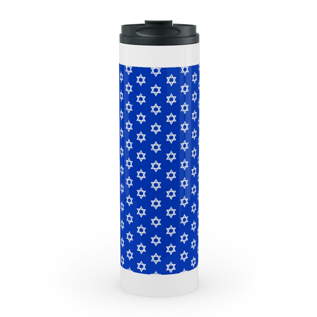 Star of David - White on Blue Stainless Mug, White,  , 20oz, Blue