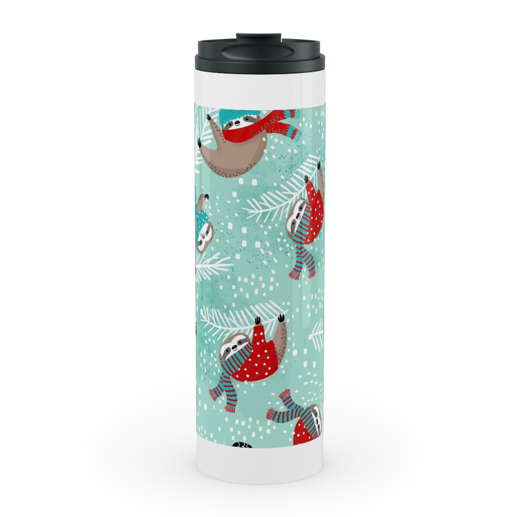 Snowy Sloths - Multi Stainless Mug, White,  , 20oz, Multicolor