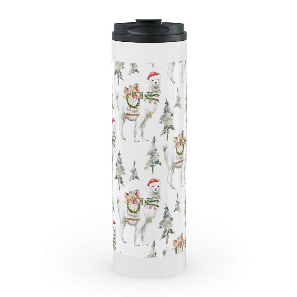 Winter Christmas Llama Stainless Mug, White,  , 20oz, Multicolor