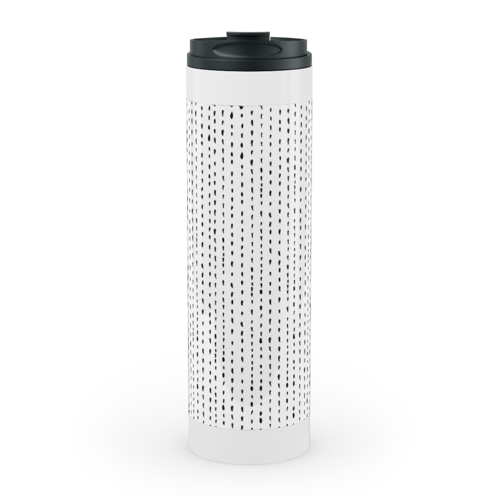 Woodland - Little Dots of Stripes - Black and White Stainless Mug, White, , 20oz, White, White