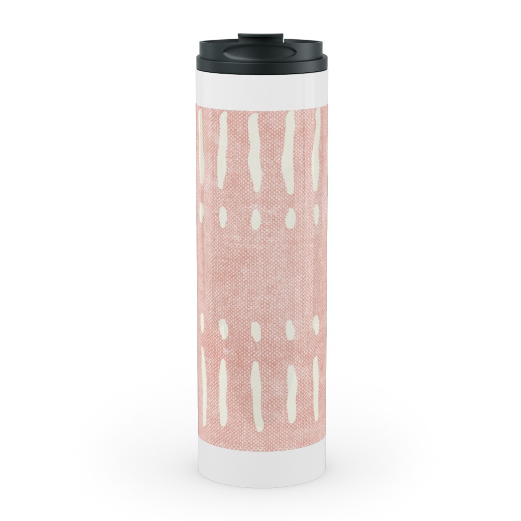 Dash Dot Stripes Stainless Mug, White,  , 20oz, Pink