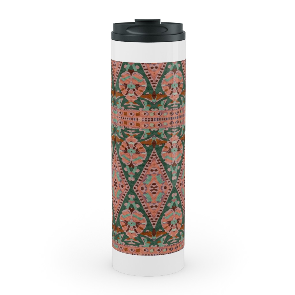 Enchanted Flori - Pink and Green Stainless Mug, White,  , 20oz, Pink