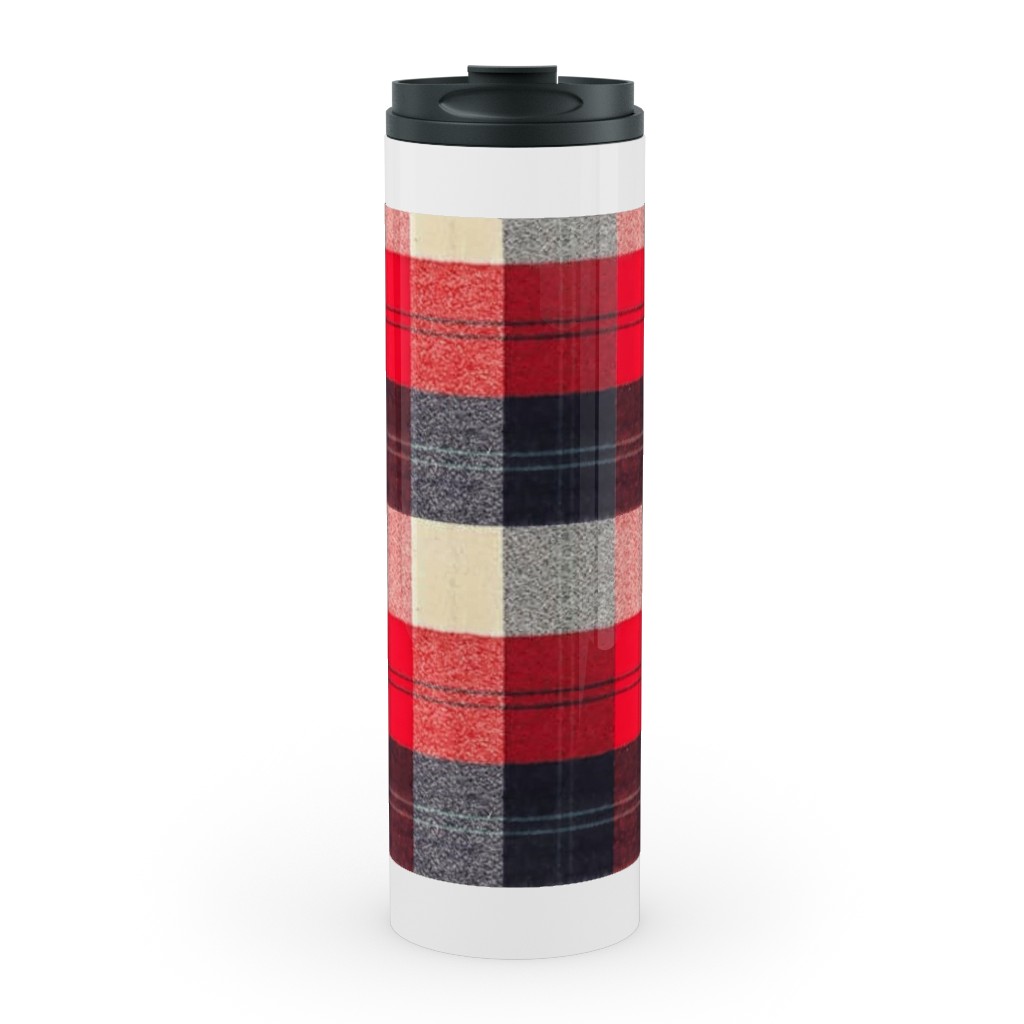 Lumberjack Flannel Buffalo Plaid - Red Stainless Mug, White,  , 20oz, Red