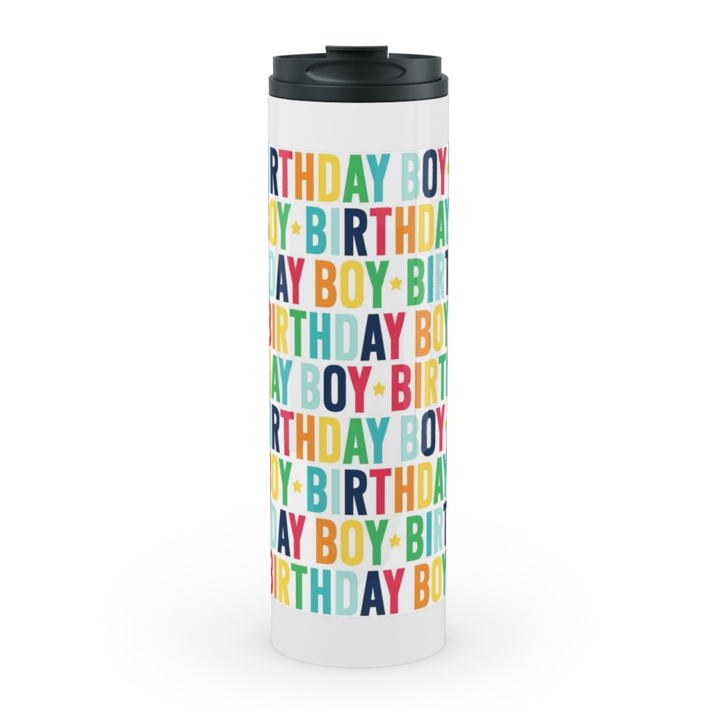 Birthday Boy - Uppercase - Rainbow Stainless Mug, White, , 20oz, Multicolor