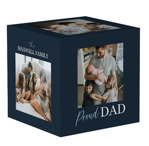 Proud Dad Photo Cube, Black