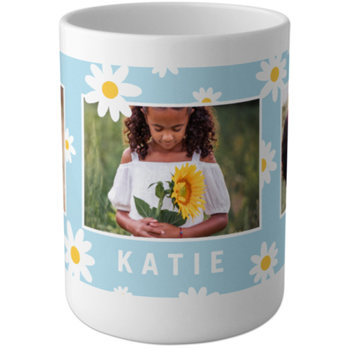 Joyful Daisies Custom Cup, Blue