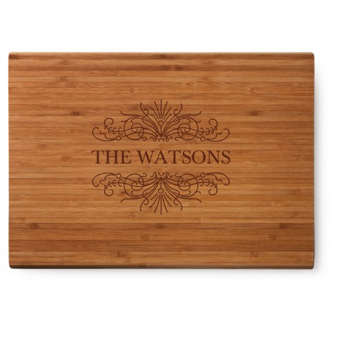 Flourish Cutting Board, Bamboo, Rectangle, None, White