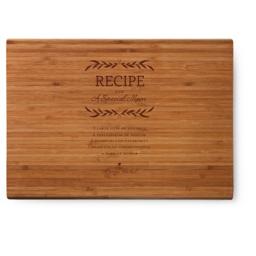 Special Recipe Cutting Board, Bamboo, Rectangle Ornament, None, White