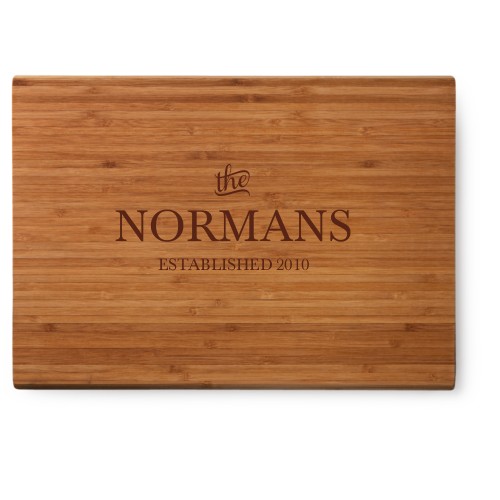 Stately Name Cutting Board, Bamboo, Rectangle Ornament, None, White