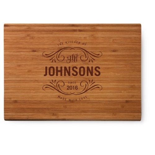 Flourish Kitchen Cutting Board, Bamboo, Rectangle, None, White