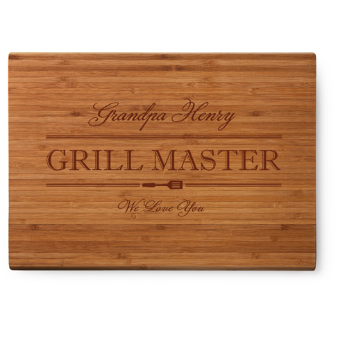 Head Grill Master Cutting Board, Bamboo, Rectangle Ornament, None, White