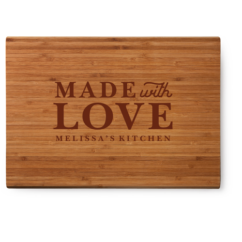 Made With Love Cutting Board, Bamboo, Rectangle Ornament, None, White