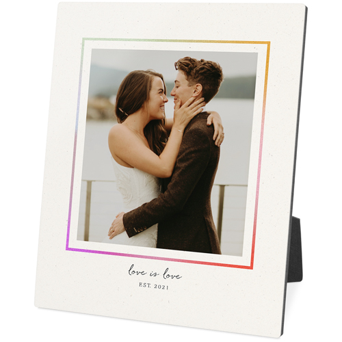 Rainbow Border Desktop Plaque, Rectangle, 8x10, Beige