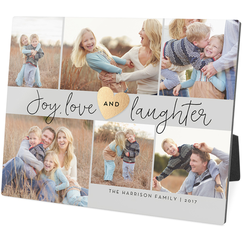 Joy Love Laughter Desktop Plaque, Rectangle Ornament, 8x10, Gray