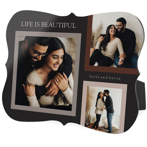 Dark Neutral Collage Desktop Plaque, Bracket, 8x10, Gray, charcoal