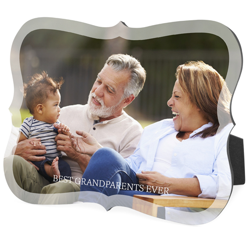 Transparent Border Desktop Plaque, Bracket, 8x10, White