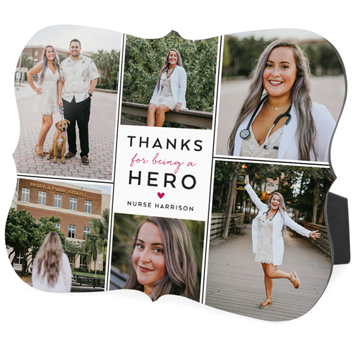 Thank You Hero Collage Desktop Plaque, Bracket, 8x10, Red