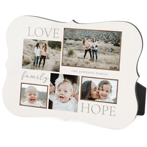 Love Family Hope Desktop Plaque, Bracket, 5x7, Gray